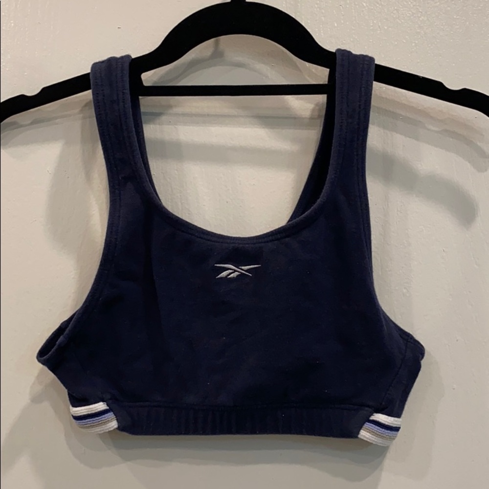 VINTAGE REEBOK NAVY BLUE SPORTS BRA SIZE SMALL MADE IN USA🇺🇸💙🩵🏋️🏋️‍♀️🏋🏾‍♂️💪